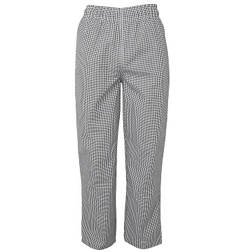 Workwear | Black & White Small Check Chef Trousers